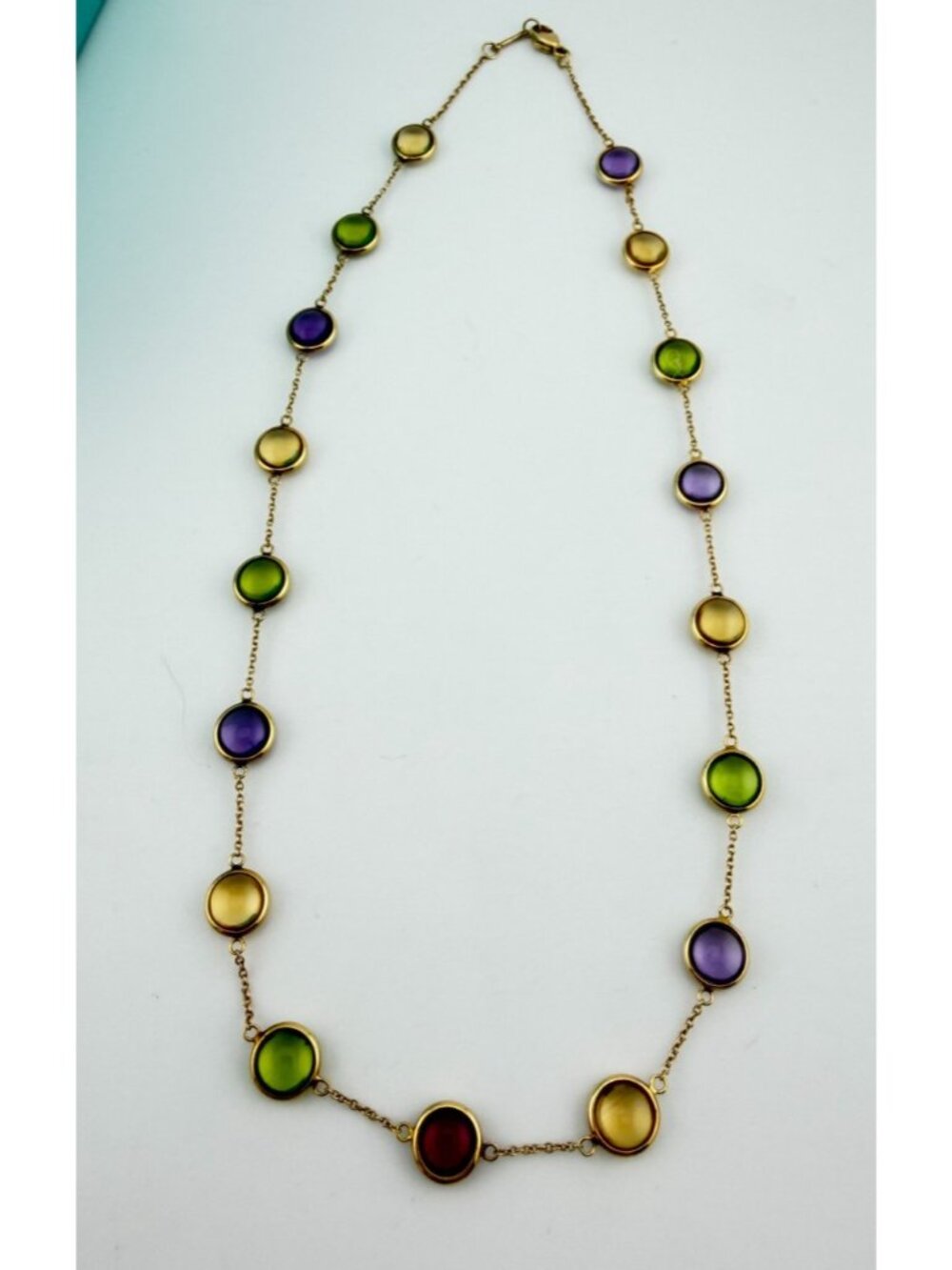 Tiffany & Co. Dot Gemstone Cabochon Necklace Paloma Picasso 16in 8.6g Gold